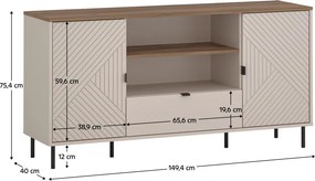 Măsuţă TV, caşmir/stejar castello, EYCO 2D1S/150