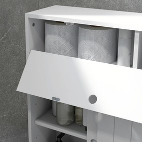 kleankin Corp de depozitare toaletă/baie cu locaș pentru hârtie igienică pe roți - 52 x 17 x 67 cm alb | Aosom Romania