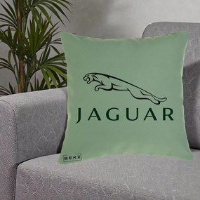 Perna Personalizata cu emblema Jaguar, 40x40 cm, Verde, Husa Detasabila, Perna Inclusa, BEKZ®