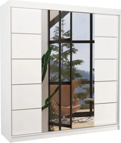 Dulap cu uși glisante DALMATIA – cu oglindă – 200x58x215 cm – Alb