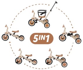 Tricicletă pentru copii PETITE&MARS 5 în 1 TURBO bej