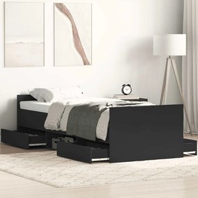 vidaXL Cadru pat cu tăblii de cap/picioare, negru, 75x190 cm