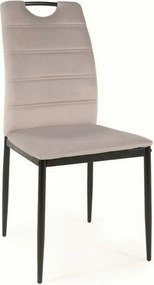 Scaun RIP, gri deschis/negru, stofa catifelata/metal, 44x38x92 cm