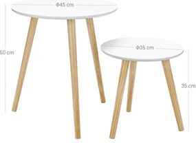 Set de 2 măsuțe laterale SERA, alb/maro