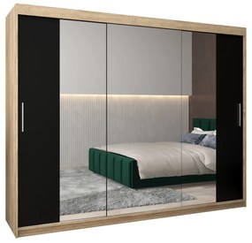 Dulap de haine 250 cm Toki 2 (stejar sonoma + negru mat). 1065039