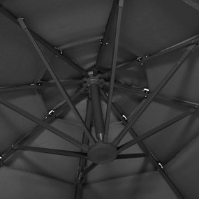 Umbrela de soare 4 niveluri, stalp de aluminiu, antracit, 3x3 m Antracit