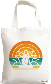 Sacosa de Panza pentru Cumparaturi, Geanta Tote Yoga 15, 38x34.5 cm, Alba, BEKZ®