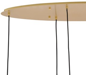 Lampă suspendată Hotel Chic alamă cu sticlă albă dreptunghiulară cu 6 lumini - Misty