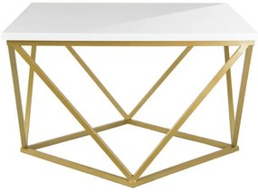 Masa de cafea CURVED 62x62 cm alama/alb