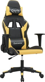 vidaXL Scaun de jocuri, negru și auriu, piele ecologică