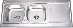 Chiuveta inox Inter Ceramic Alpaca cu doua cuve si picurator dreapta finisaj inox lucios 120x60 cm