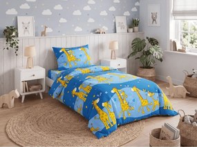 Lenjerie de pat din bumbac Giraffe albastru