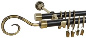 Galerie dubla duo HAK 19/19 mm negru aur antic (Alege marime: 120 cm)