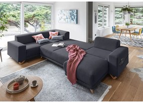 Colțar gri antracit extensibil/cu spațiu de depozitare (cu colț pe partea stângă/în formă de "U") Classy Sophie – Miuform