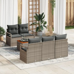 vidaXL Set de canapele pentru grădină cu pernă 6 pcs Gri Rattan poli