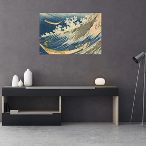 Tablou - Katsushika Hokusai, Fishing Boats at Choshi in Shimosa (Soshu Choshi) , reproducere (90x60 cm)