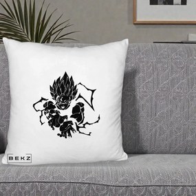 Perna Personalizata Dragon Ball Goku Super Saiyan Silueta, 40x40 cm, Alb Pufos, Husa Detasabila, Perna Inclusa, BEKZ®