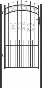 vidaXL Poartă din Gard cu Vârf de Lancă Gri 103 x 175 cm Oțel