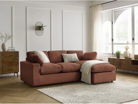 Colțar portocaliu cu tapițerie din catifea reiată Belair – Bobochic Paris