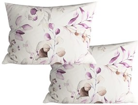 Set de 2 huse decorative pentru perna din microfibra FLORANY 50x70 cm, alba