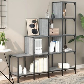 vidaXL Bibliotecă, gri sonoma, 122x30x132 cm, lemn prelucrat/metal