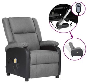 3098376 vidaXL Fotoliu de masaj electric, gri deschis, piele ecologică/textil