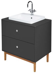 Dulap cu chiuvetă fără baterie gri antracit suspendat 80x62 cm Color Bath – Tom Tailor