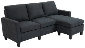 HOMCOM Colțar, Set de canapele, cu șezlong reversibil, 197 x 139 x 91cm, gri închis | Aosom Romania
