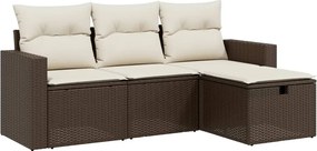 vidaXL Set canapele de grădină, 4 piese, cu perne, maro poliratan maro