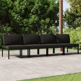 vidaXL Canapea de grădină cu 4 locuri și perne, antracit, aluminiu