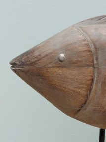 Decoratiune in forma de peste, din lemn reciclat, H39 Wooden Fish