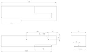 Sapho - Suport pentru hârtie igienică cu poliță, 9,5 x 35 cm, negru mat