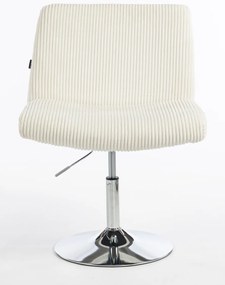 HR150N Scaun Alb din Catifea Reiată cu Bază Cromata