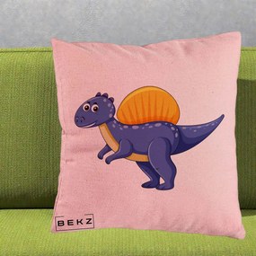 Perna Decorativa Spinozaur Kawaii, 40x40 cm, Roz, Husa Detasabila, Perna Inclusa, BEKZ®