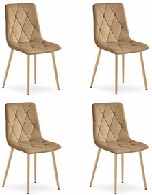 Set 4 Scaune Bucatarie/Dining Fido Picioare Finisaj Lemn, Catifea Maro