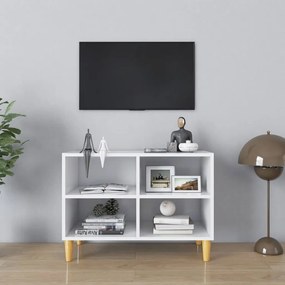 Comoda TV, picioare lemn masiv, alb, 69,5x30x50 cm