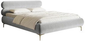 Pat matrimonial 180 cm Rirri 180B (cu somieră) (gri deschis + auriu). 1099867