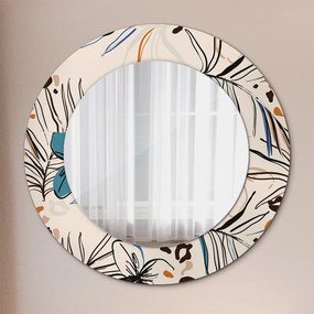 Oglinda rotunda rama cu imprimeu Flori cu un model de junglă