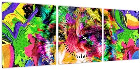 Tablou - Lupul cu graffiti (cu ceas) (90x30 cm)