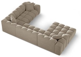 Colțar maro deschis cu tapițerie din chenille (cu colț pe partea dreaptă/în formă de "U") Treno – Cosmopolitan Design