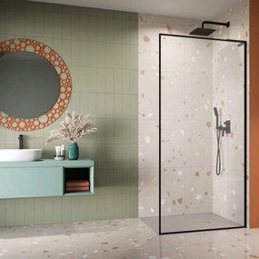 Paravan de dus tip Walk-in Radaway Modo F SL II negru mat-transparent 110 cm sticla securizata 8 mm dreapta