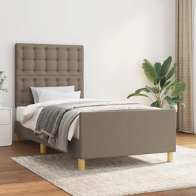 3125337 vidaXL Cadru de pat cu tăblie, gri taupe, 80x200 cm, textil