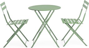 Set de dining pentru grădină verde salvie din oțel pentru 2 persoane Austin – Bizzotto