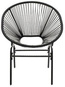 Set măsuță și 2 scaune de exterior Lady Pakoworld din metal și ratan, negru