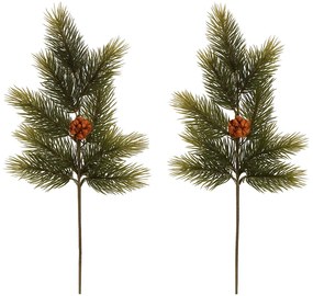 Set de ramuri de pin cu conuri, 50 cm, 2 bucăți,verde
