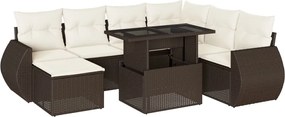 vidaXL Set canapele de grădină cu perne, 8 piese, maro, poliratan