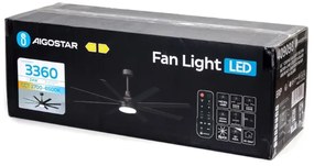 Ventilator LED dimabil de tavan Aigostar LED/24W/230V 2700-6500K 165 cm negru + telecomandă