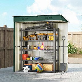 Outsunny Adăpost de Grădină Exterior 1,37 m² 163x90x179 cm cu Ușă cu Încuietoare și Fante de Ventilație Verde | Aosom Romania