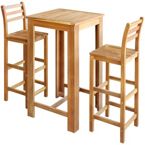 Set masă și scaune de bar, 3 piese, lemn masiv de acacia