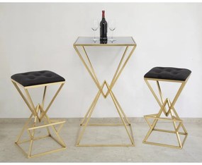 Scaun de bar negru/auriu tapițat (înălțime șezut 75 cm) Piramid – Mauro Ferretti